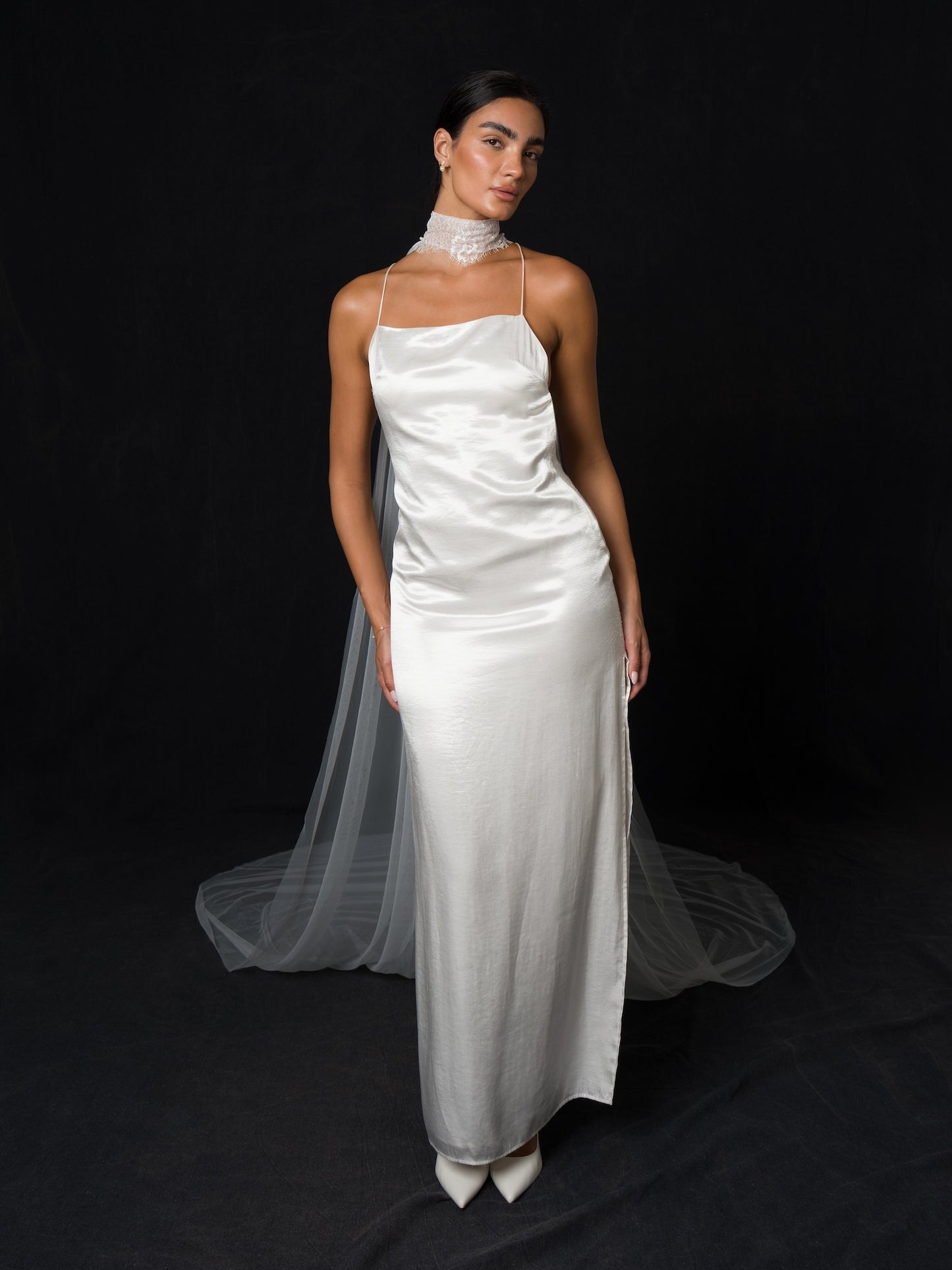 Chantilly Lace Choker with Tulle Wings