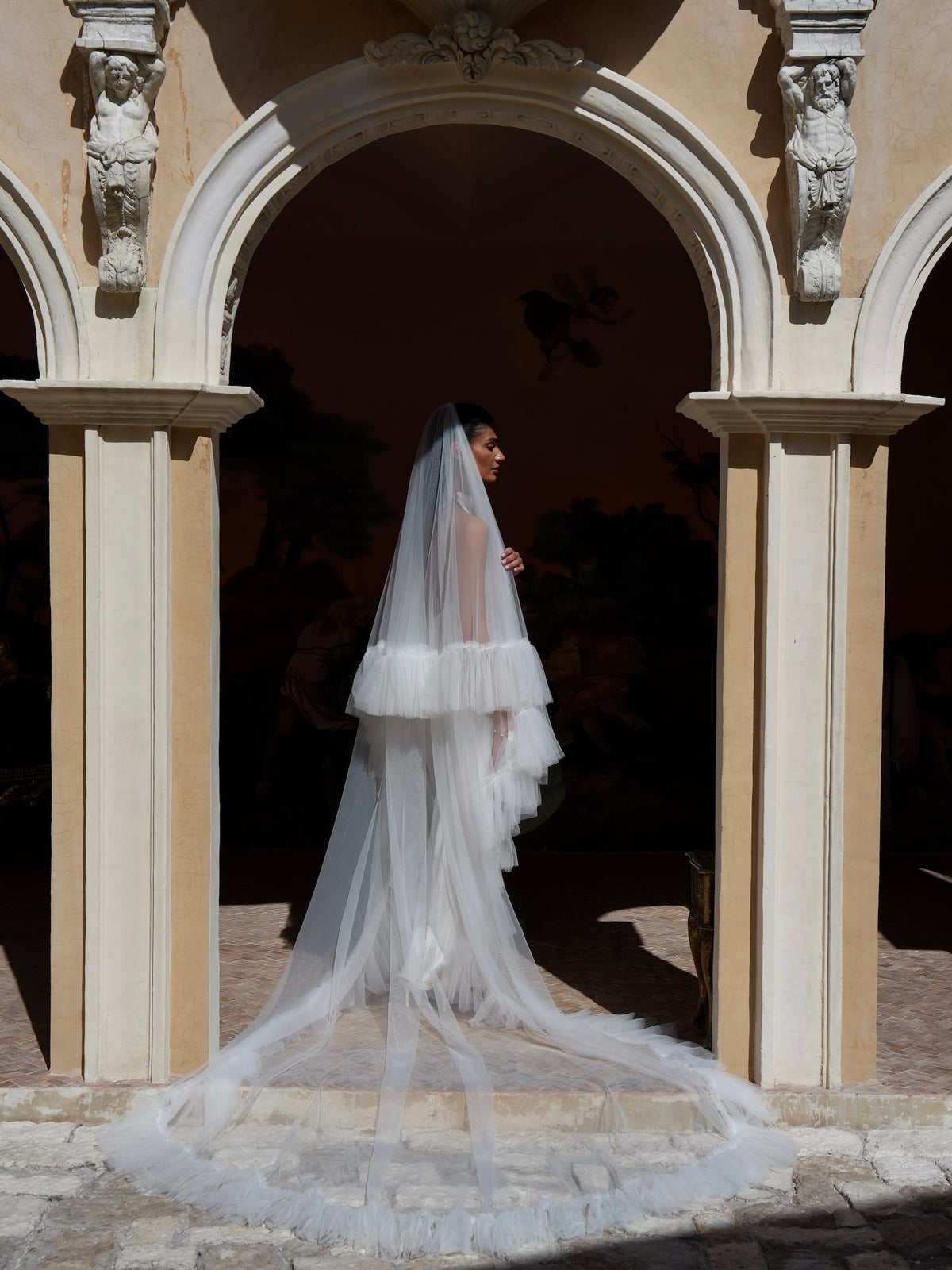 Ruffle Edge Veil, Two Tier, Cathedral Length