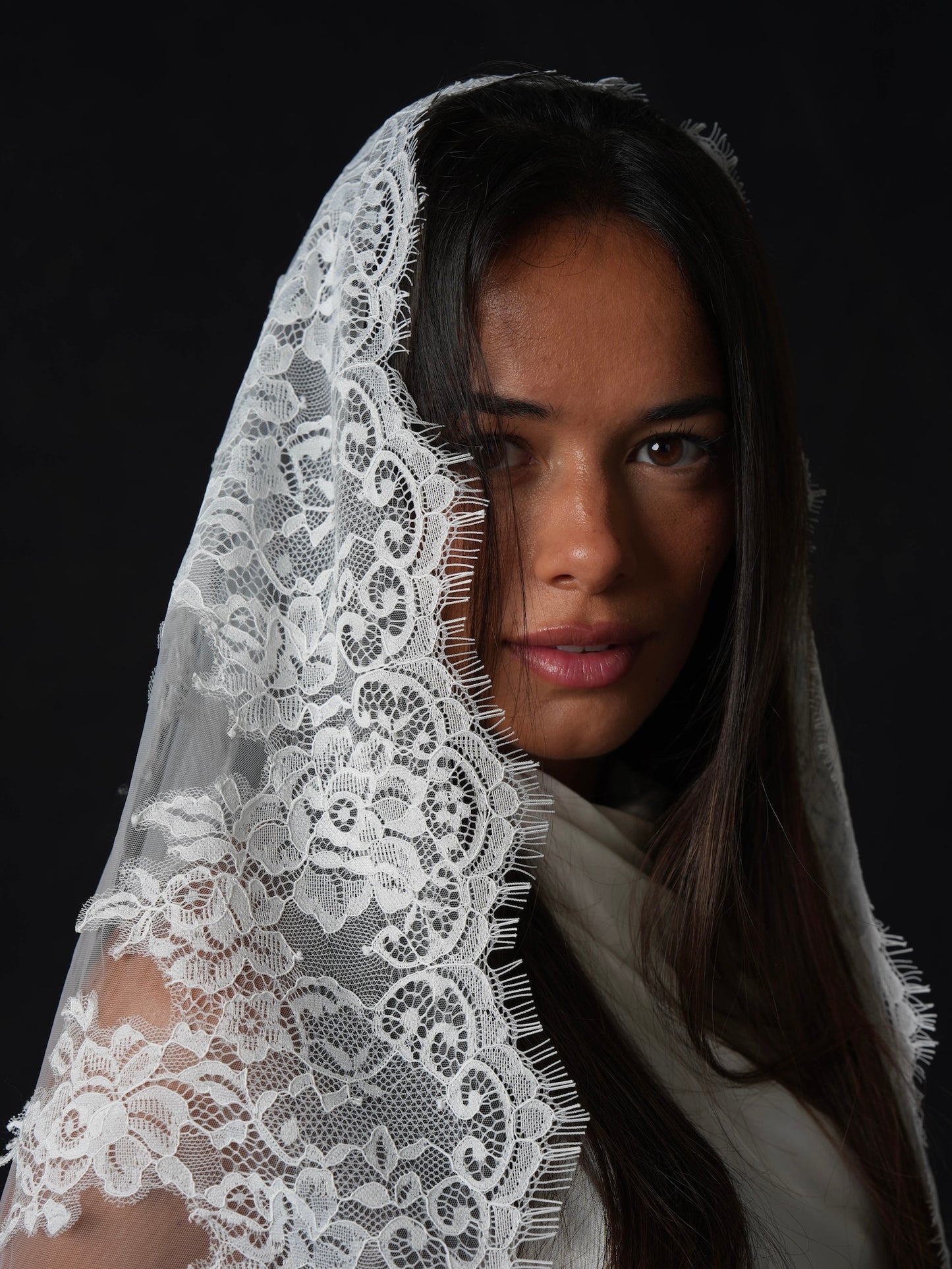 For Ariana- Royal Mantilla Lace Veil, Single Tier, Cathedral Length