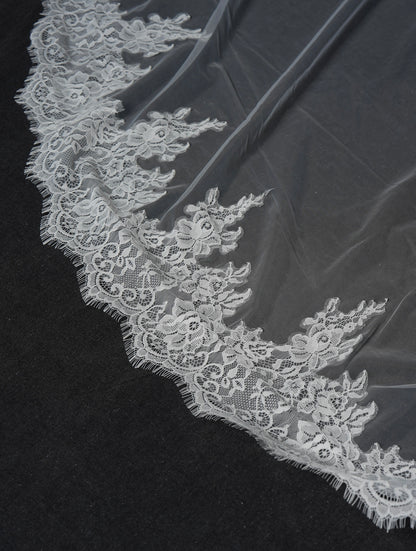 For Ariana- Royal Mantilla Lace Veil, Single Tier, Cathedral Length
