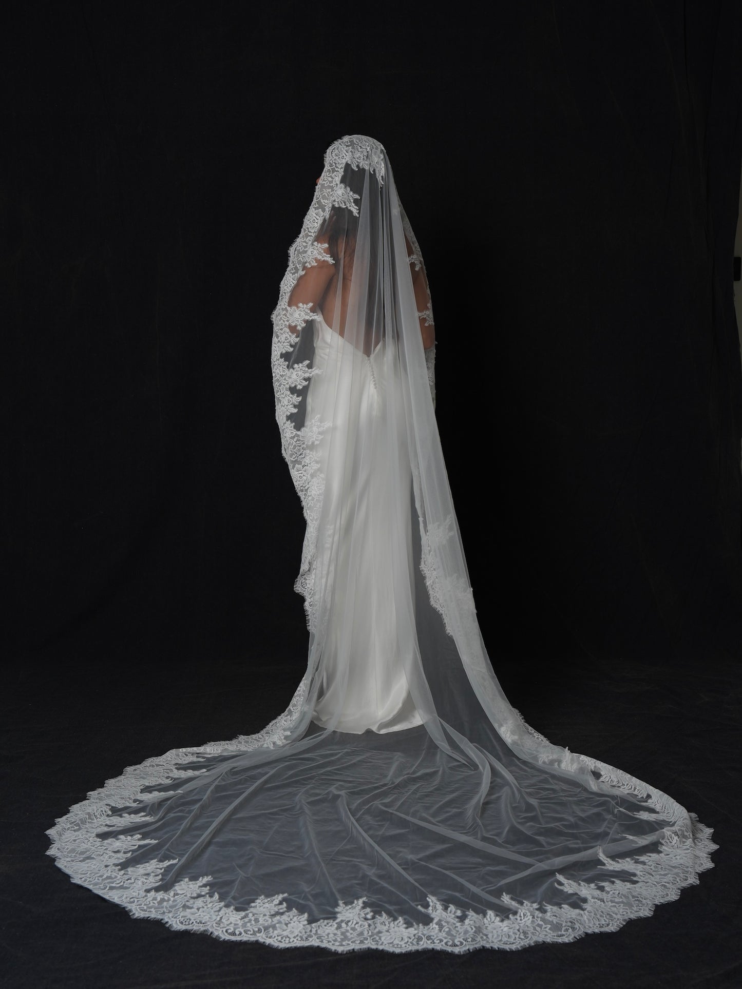 For Ariana- Royal Mantilla Lace Veil, Single Tier, Cathedral Length