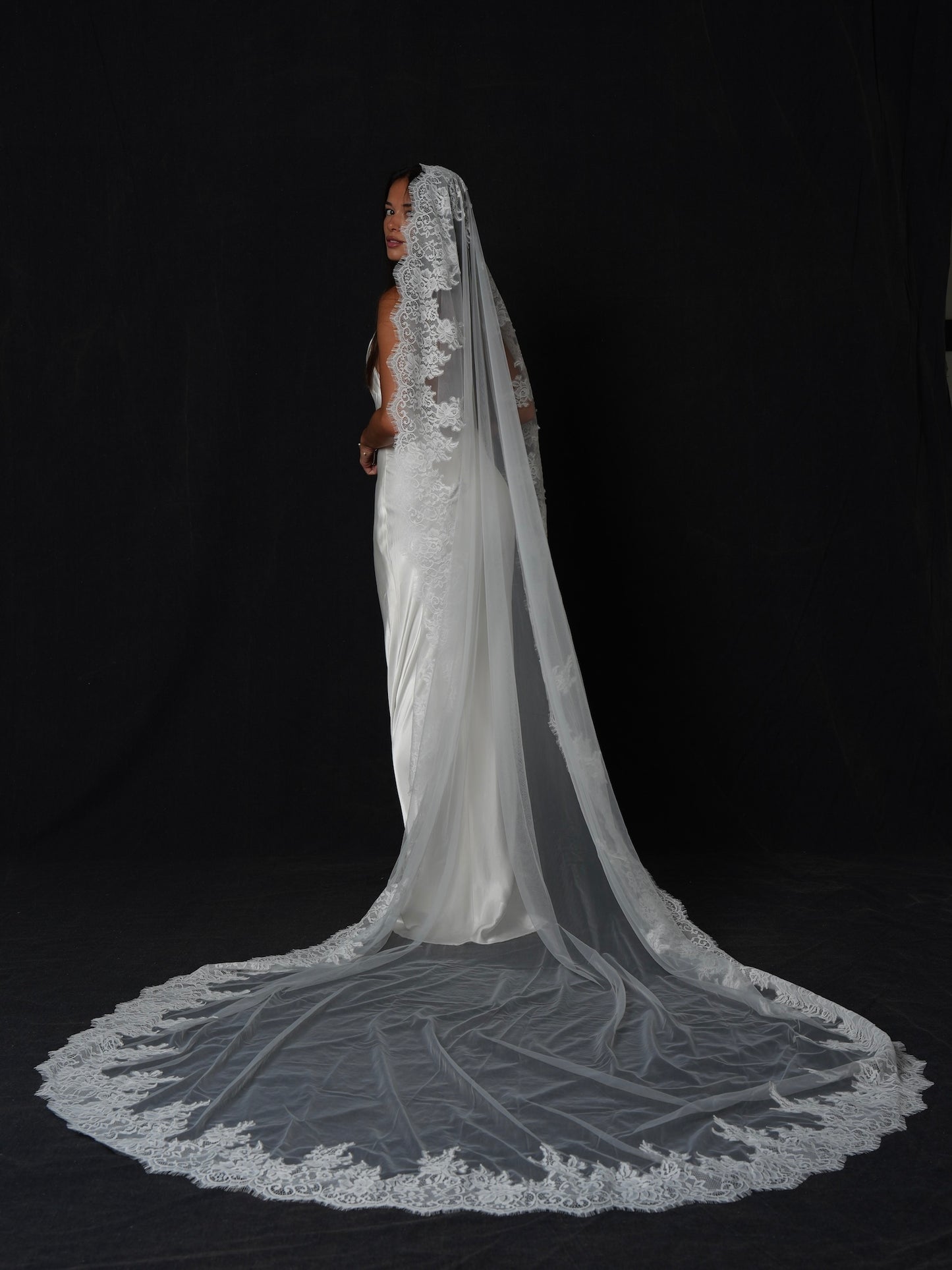 For Ariana- Royal Mantilla Lace Veil, Single Tier, Cathedral Length