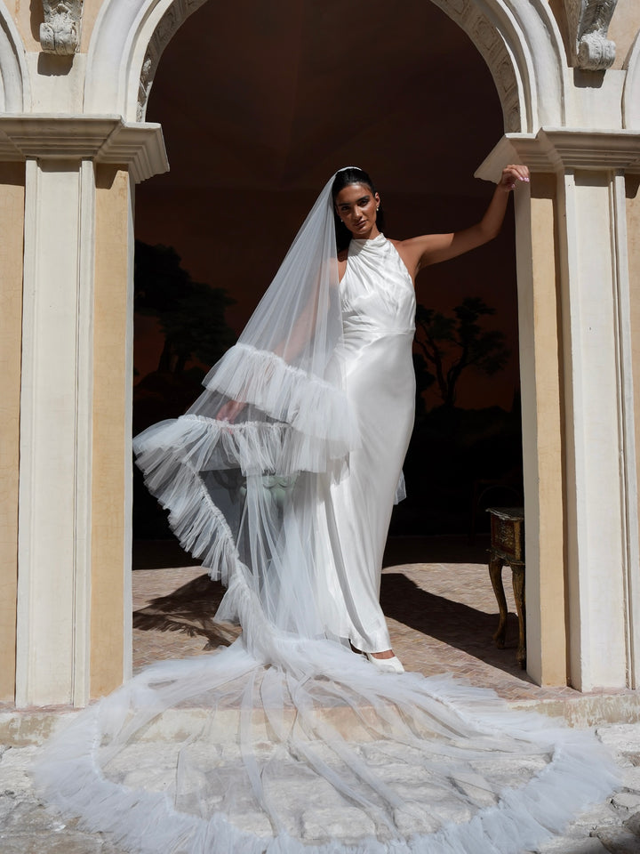 Ruffle Edge Veil, Two Tier, Cathedral Length