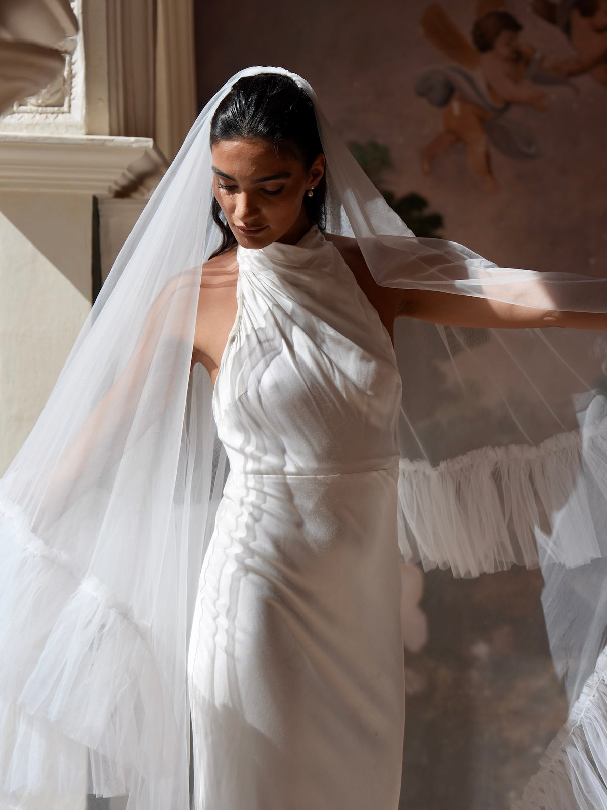 Ruffle Edge Veil, Two Tier, Cathedral Length