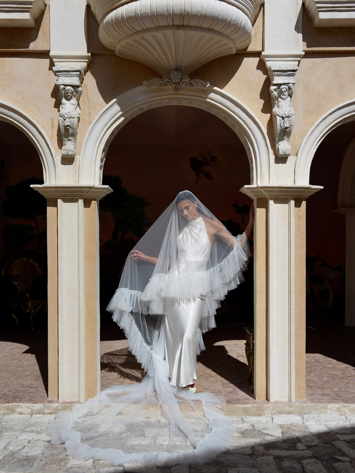 Ruffle Edge Veil, Two Tier, Cathedral Length