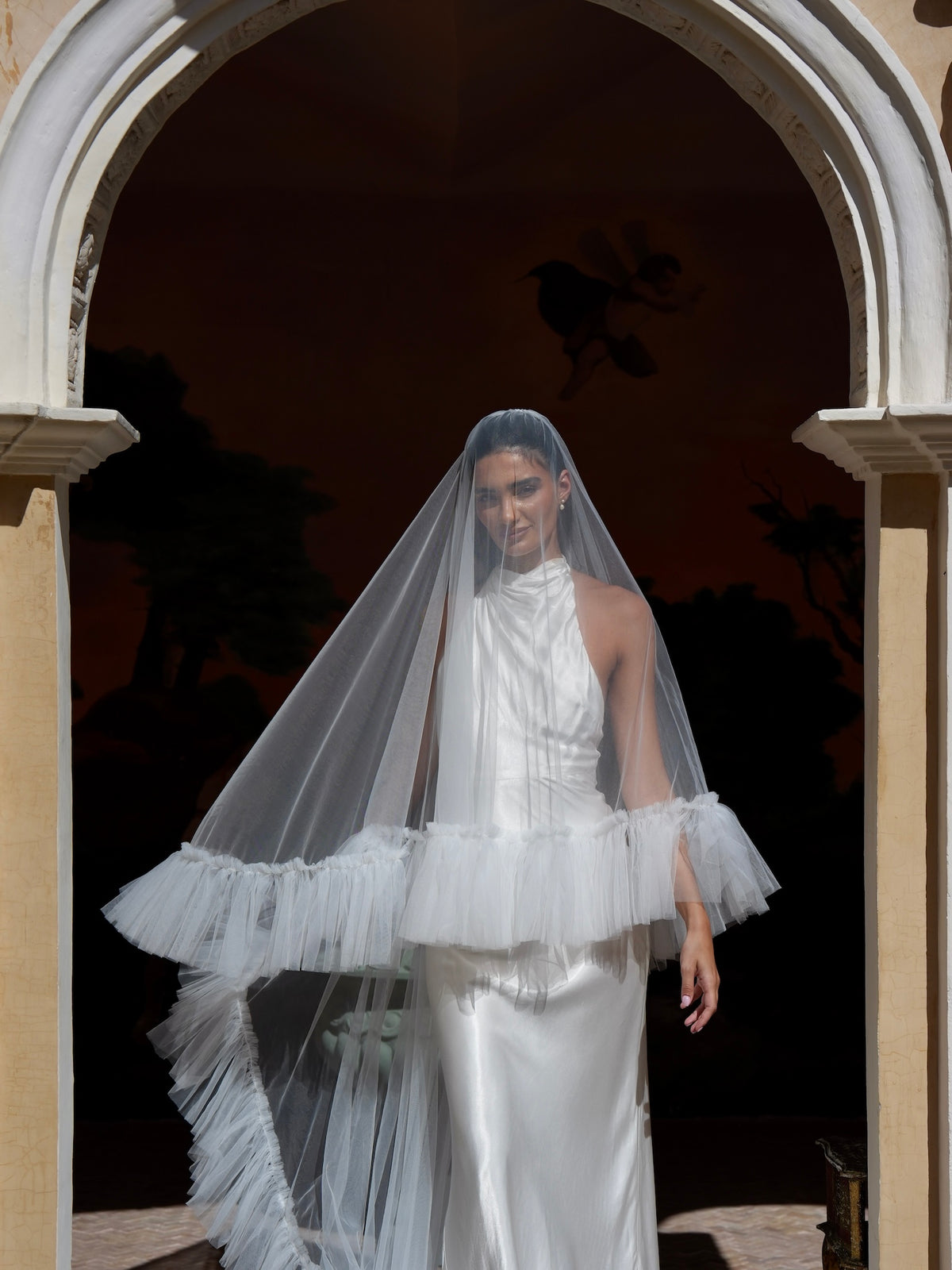Ruffle Edge Veil, Two Tier, Cathedral Length