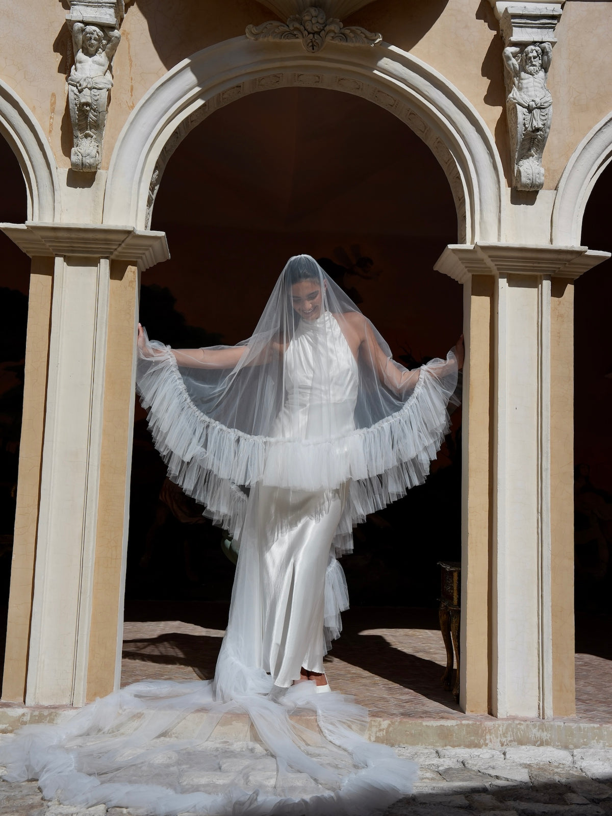 Ruffle Edge Veil, Two Tier, Cathedral Length
