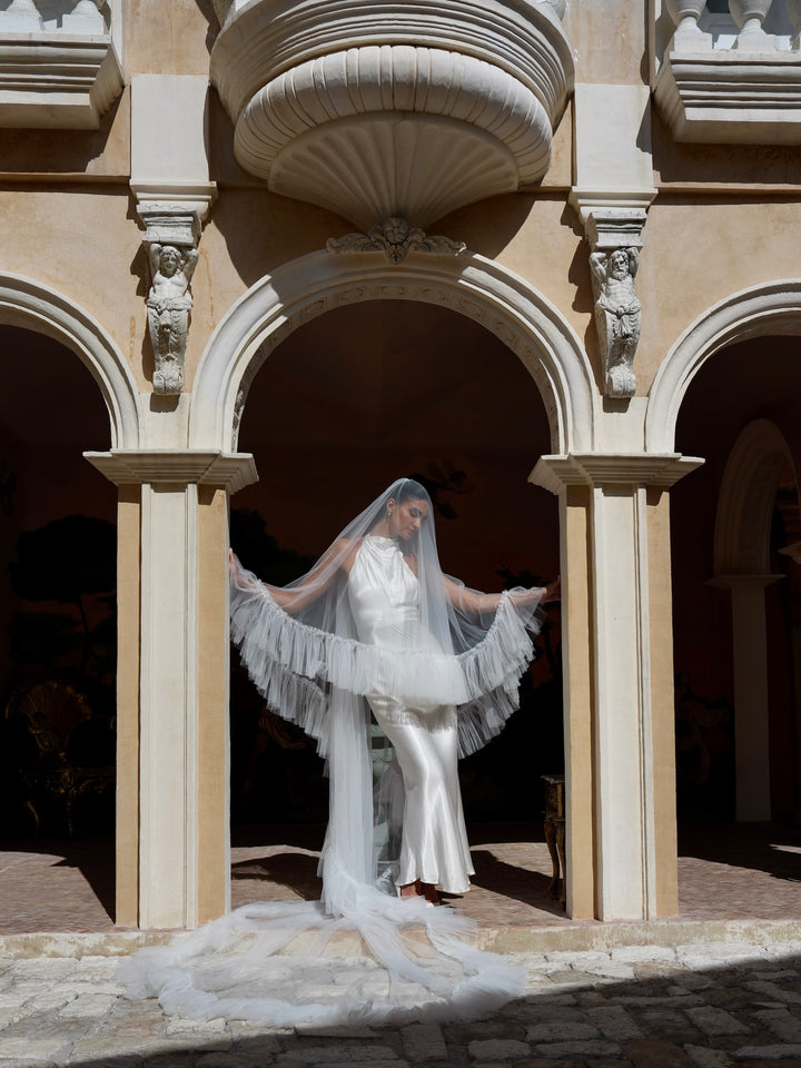 Ruffle Edge Veil, Two Tier, Cathedral Length