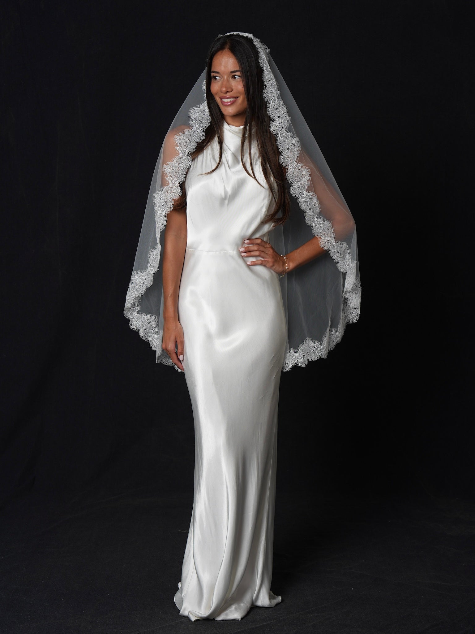 chinese dress ladies Mantilla Chantilly Short Lace Veil, Single Tier, Fingertip Length – Calily  Bridal