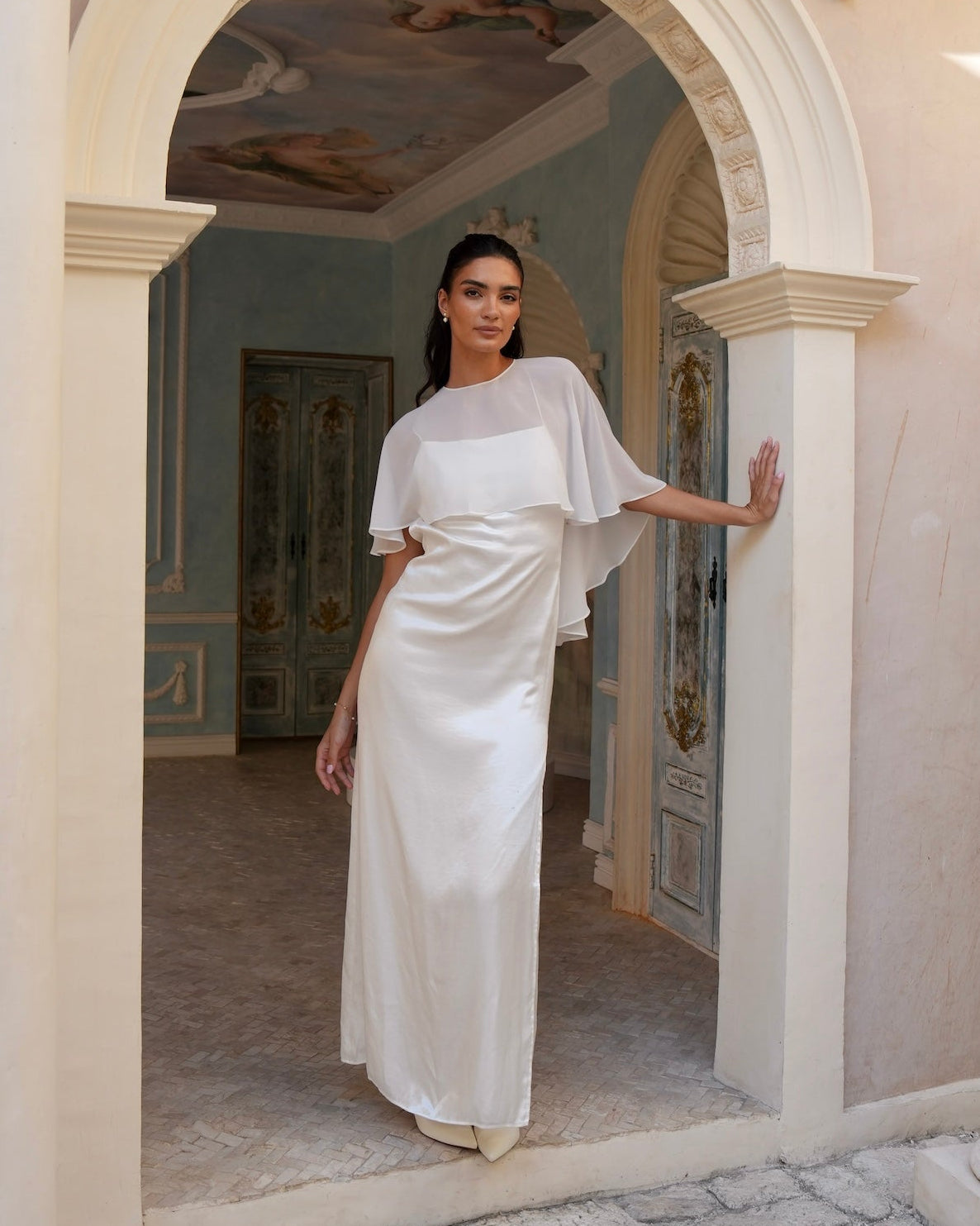 Short Bridal Chiffon Cape