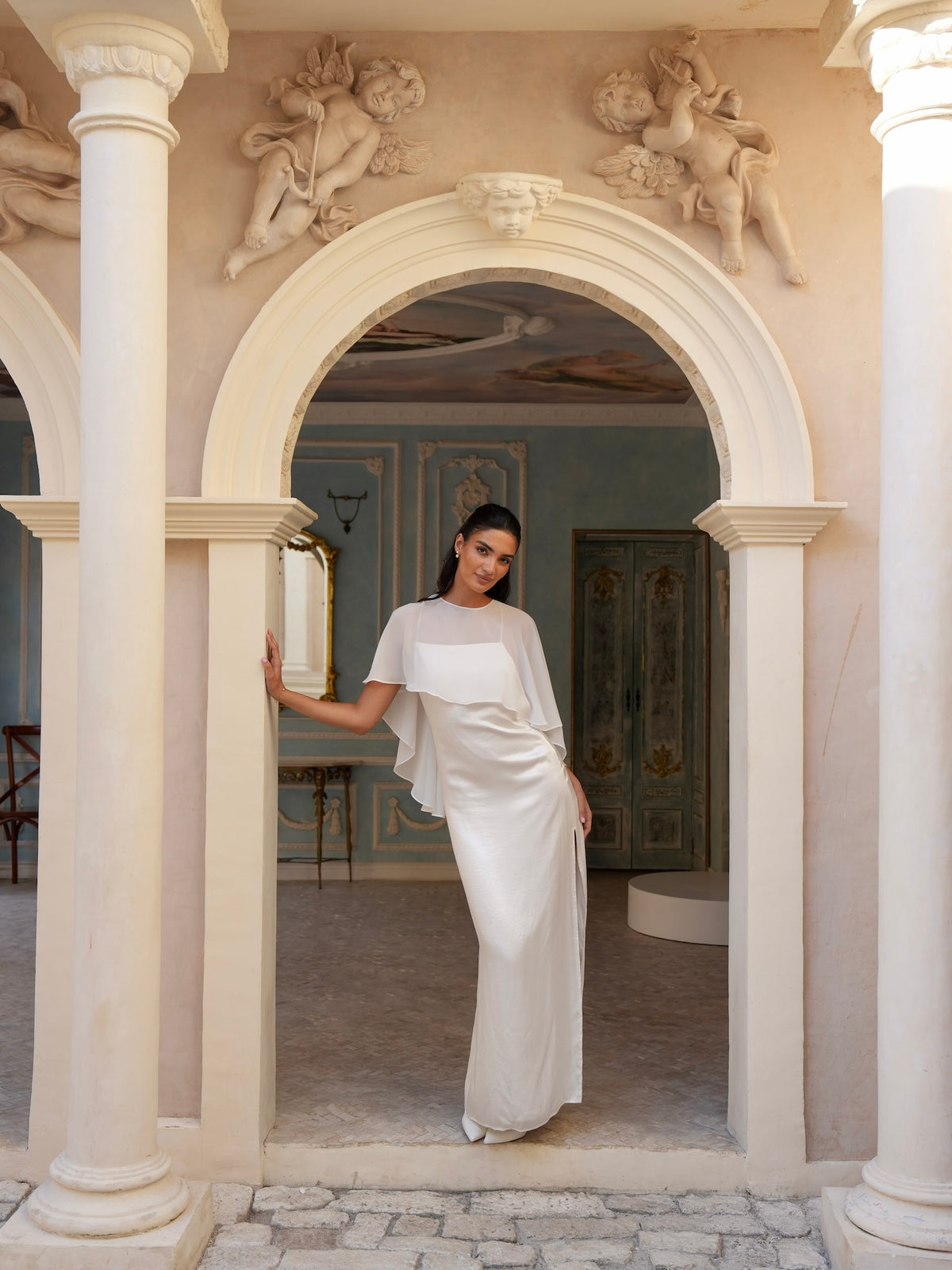 Short Bridal Chiffon Cape