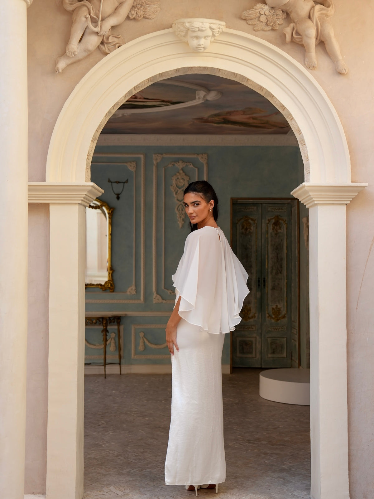 Short Bridal Chiffon Cape