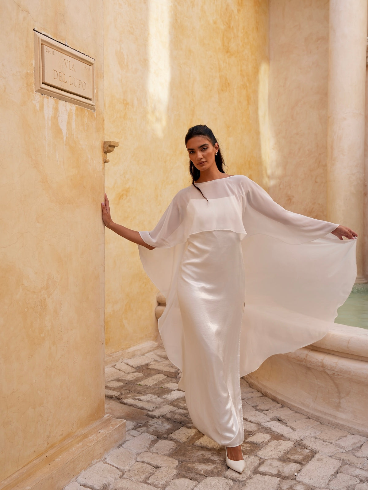 Waltz Length Bridal Chiffon Cape