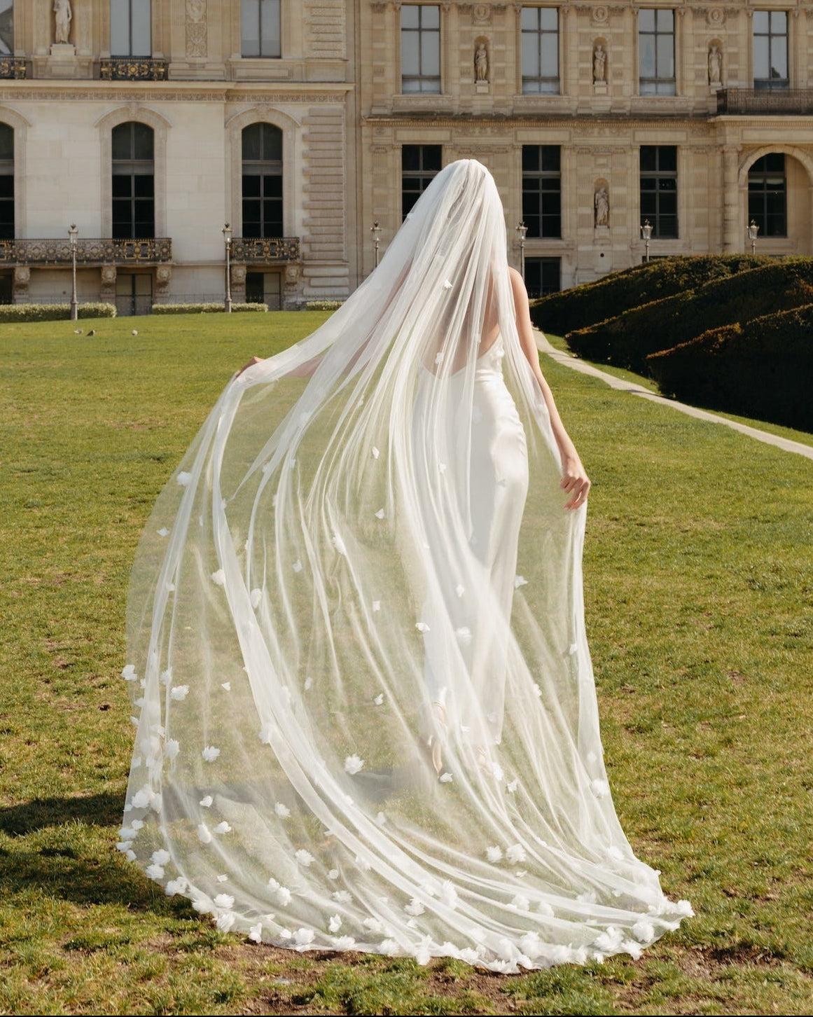 3D Flower Veil, Single Tier, Cathedral Length