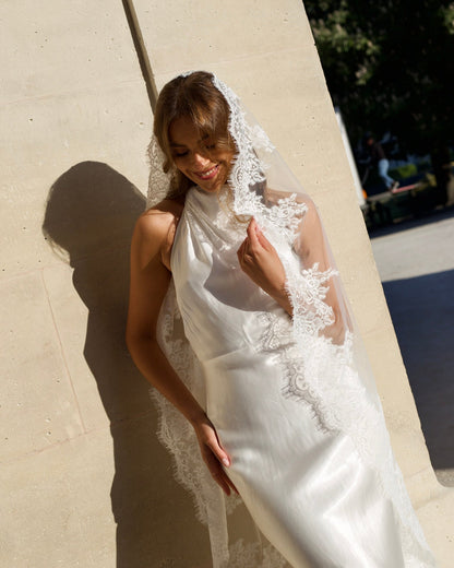 For Brenda- Royal Mantilla Lace Veil, Single Tier, Cathedral Length