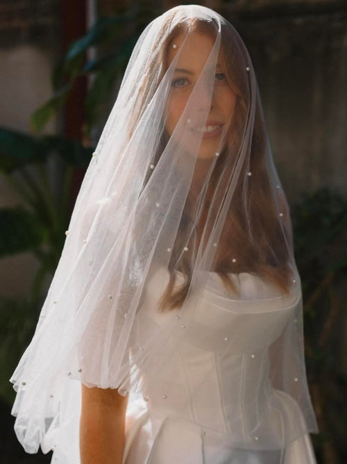 PEARL VEIL, TWO TIER, CATHEDRAL LENGTH