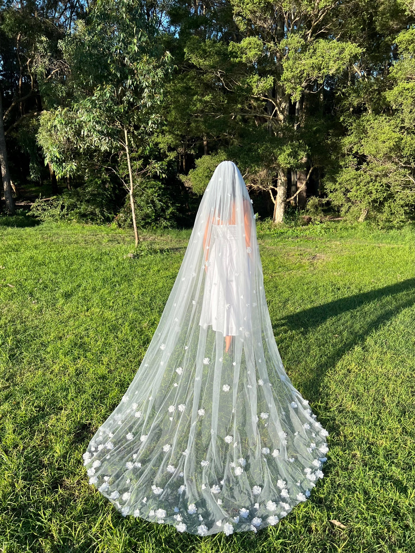 3D FLOWER VEIL, SINGLE TIER, CATHEDRAL LENGTH