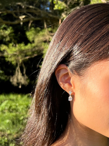 CRYSTAL TEARDROP BRIDAL EARRINGS, STERLING SILVER
