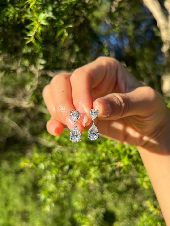 Crystal Teardrop Bridal Earrings, Sterling Silver