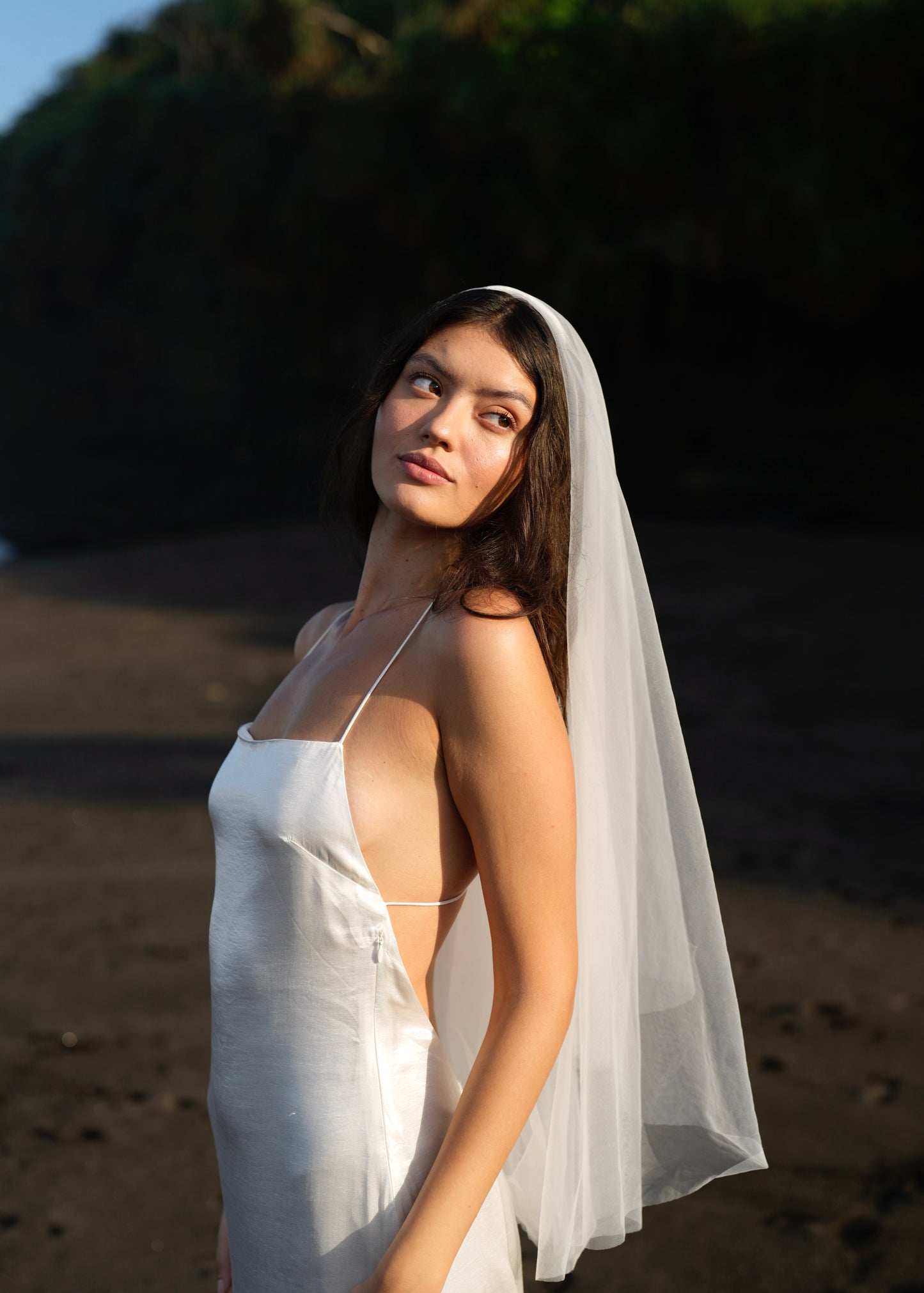 SHORT SIMPLE PLAIN CLASSIC VEIL, FINGERTIP LENGTH, TWO TIER