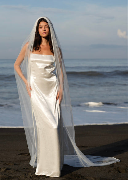 For Maddie- Satin Edge Veil, Single Tier, Cathedral Length