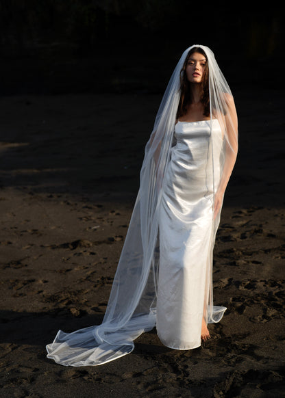 FOR SIDNEY SATIN EDGE VEIL, TWO TIER, CATHEDRAL LENGTH