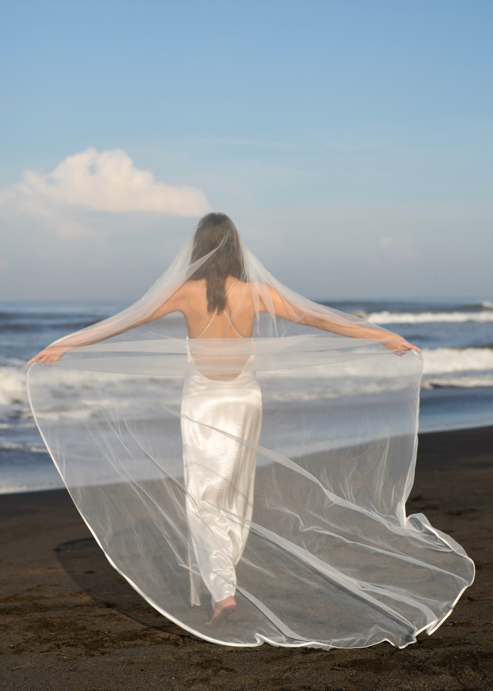best veil for satin wedding dress Satin Edge Veil, Two Tier, Cathedral Length Calily Bridal
