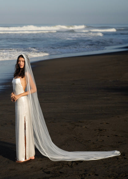 For Maddie- Satin Edge Veil, Single Tier, Cathedral Length