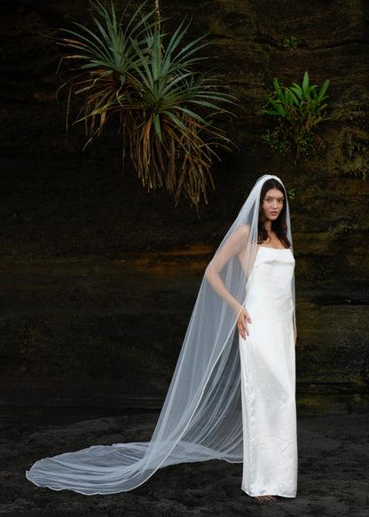 FOR KIMBERLY PEARL BEADED EDGE VEIL, SINGLE TIER, CATHEDRAL LENGTH