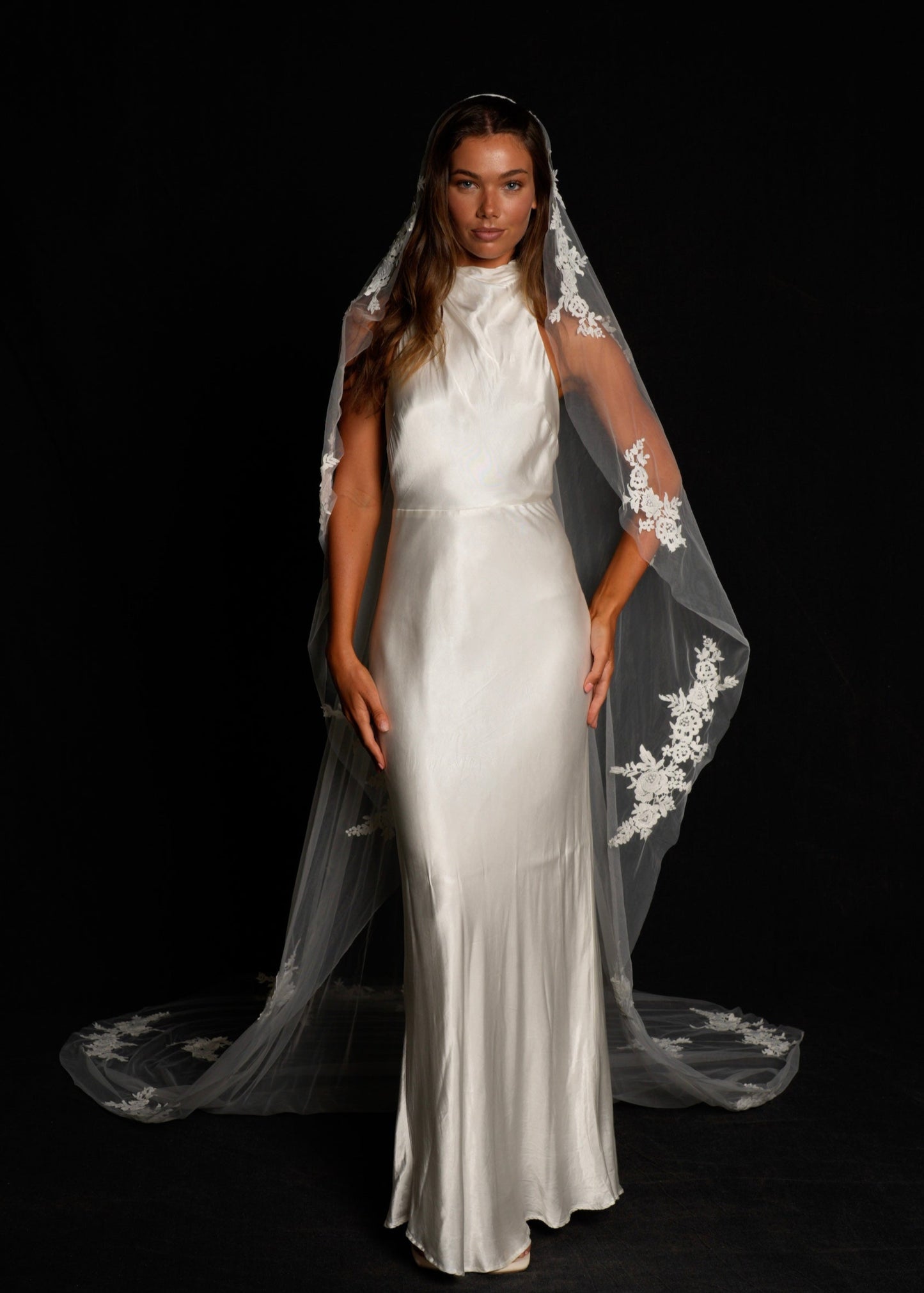 FLORAL LACE VEIL, SINGLE TIER, CATHEDRAL LENGTH