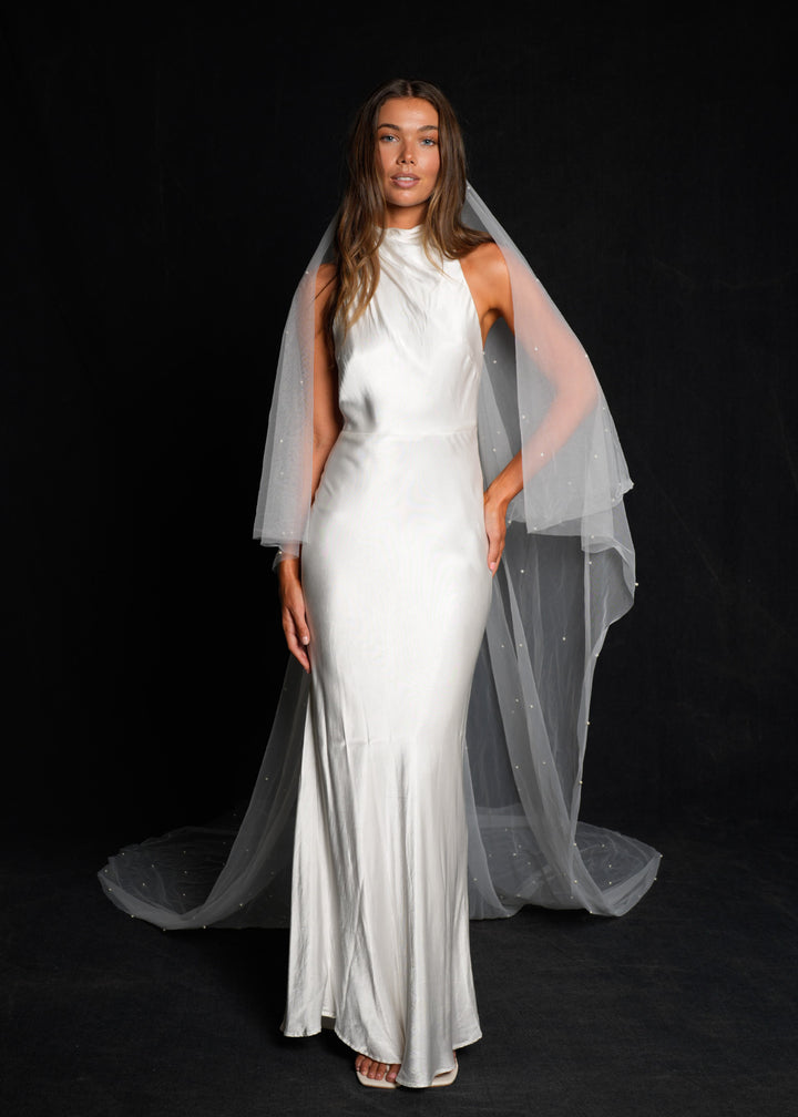 Pearl Veil, Two Tier, Cathedral Length