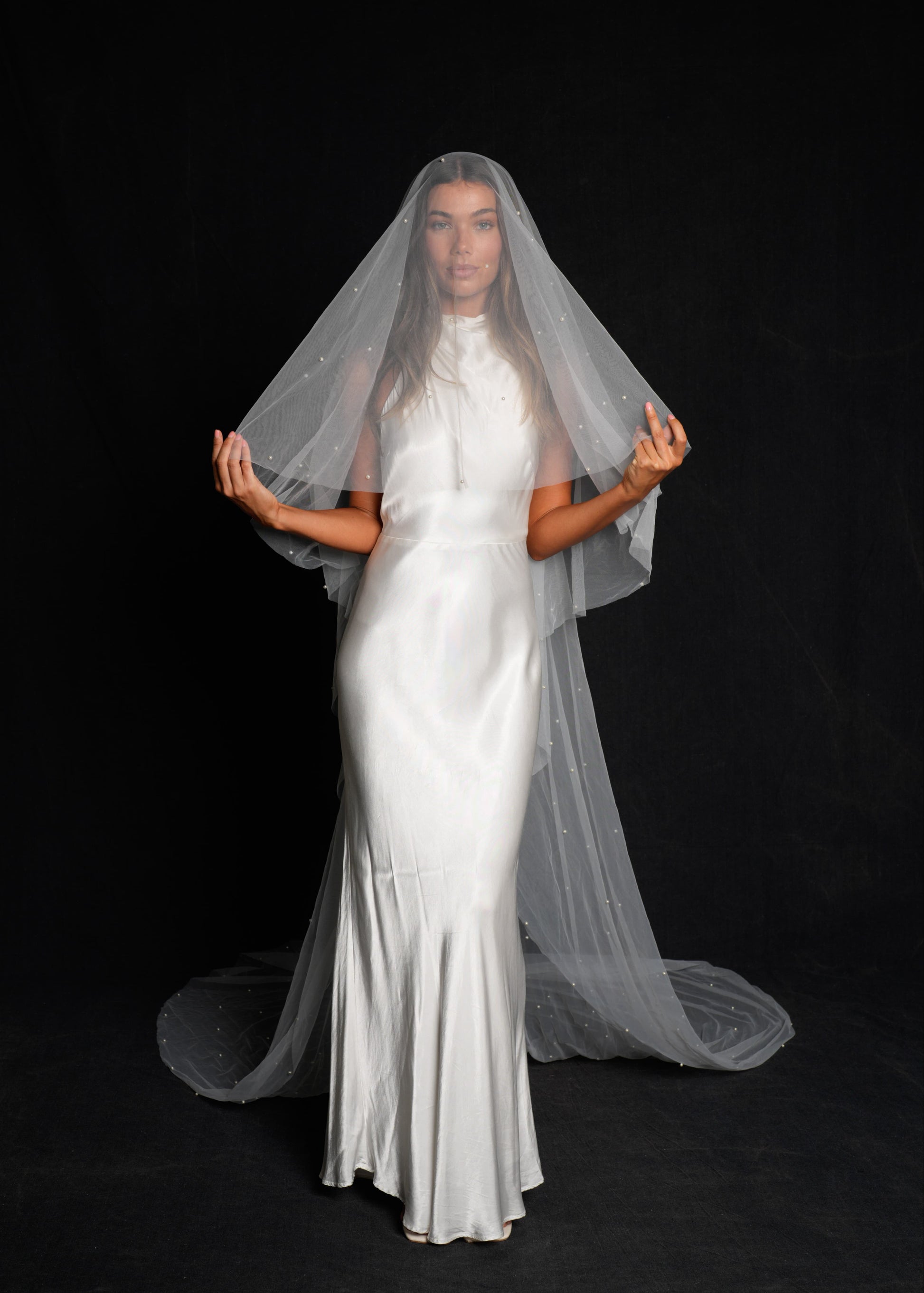 Pearl Veil, Two Tier, Cathedral Length Calily Bridal Pearl Veil, Two Tier, Cathedral Length Calily Bridal