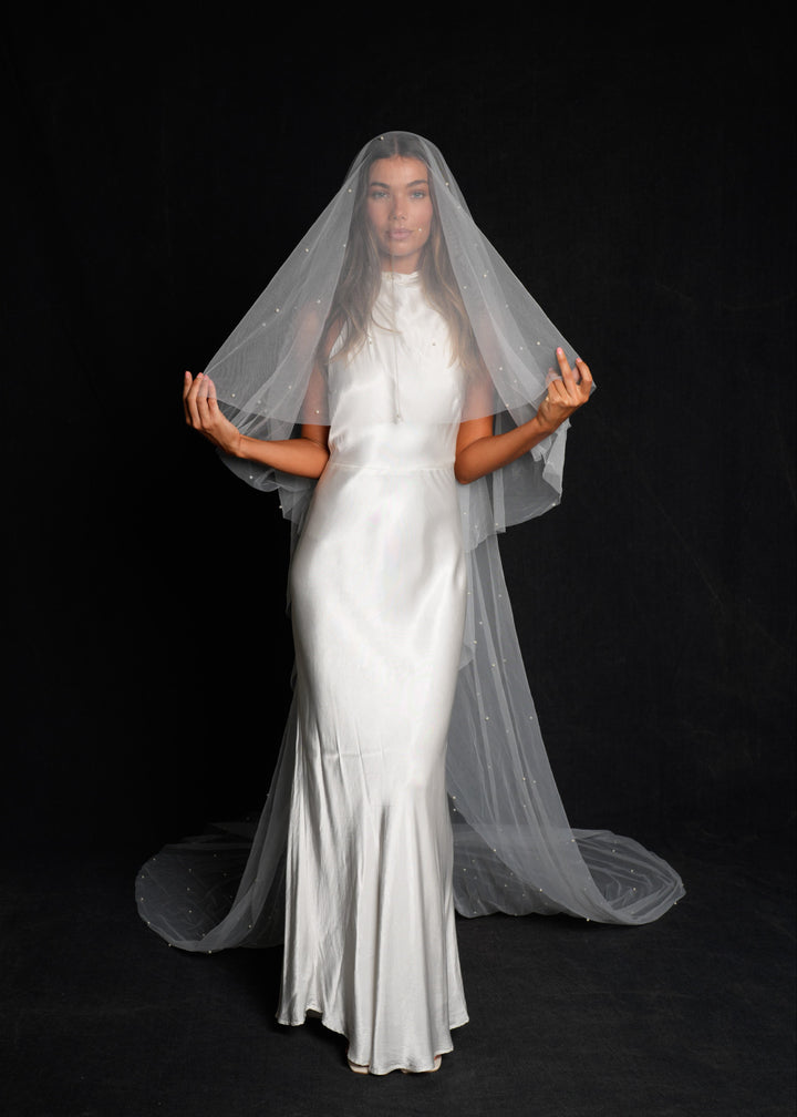 Pearl Veil, Two Tier, Cathedral Length