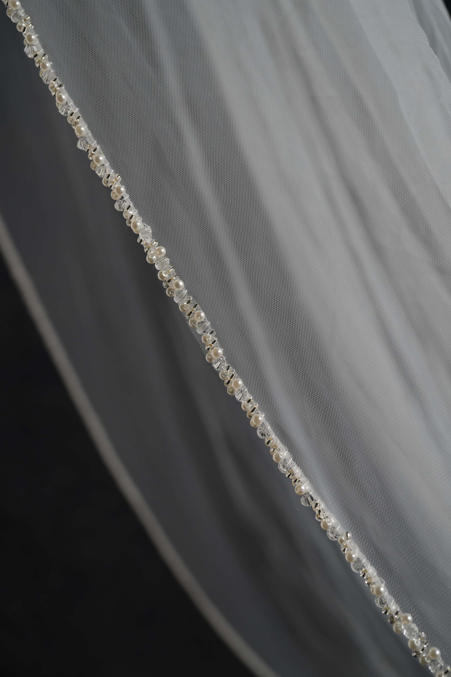 PEARL BEADED EDGE VEIL, SINGLE TIER, CATHEDRAL LENGTH
