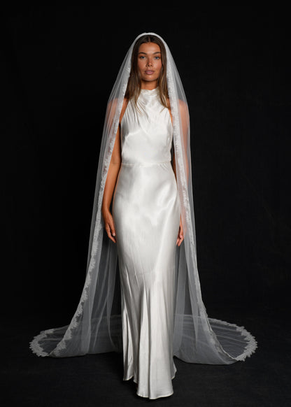 For Denise- Chantilly Lace Veil, Single Tier, Cathedral Length