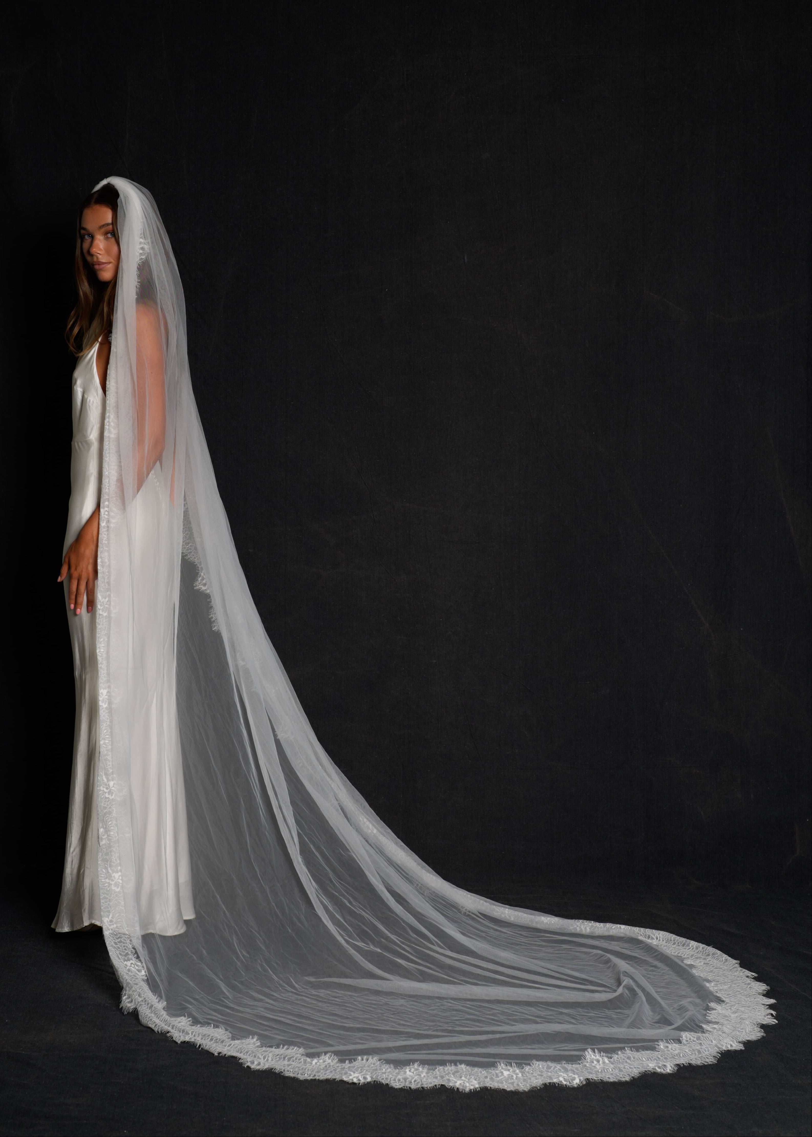 Lace Veil, Single Tier, Cathedral Length – Calily Bridal