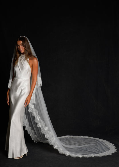 FOR NATALIA LACE VEIL, TWO TIER, CATHEDRAL LENGTH