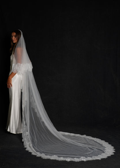 FOR NATALIA LACE VEIL, TWO TIER, CATHEDRAL LENGTH
