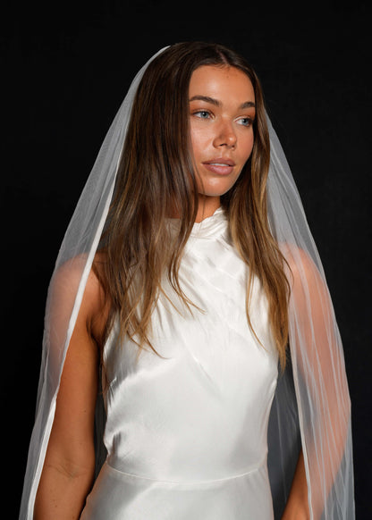 For Maddie- Satin Edge Veil, Single Tier, Cathedral Length