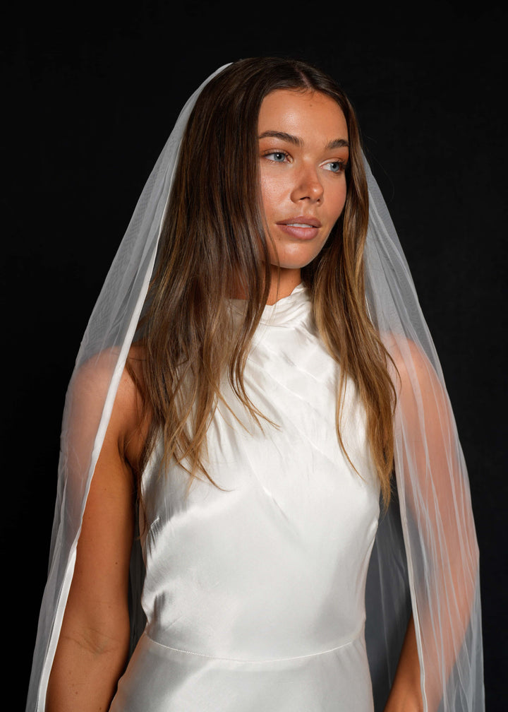 Satin Edge Veil, Single Tier, Cathedral Length