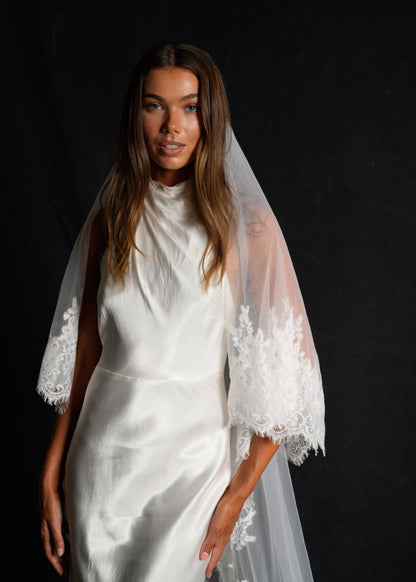 FOR REBECCA ROYAL LACE VEIL, TWO TIER, CATHEDRAL LENGTH