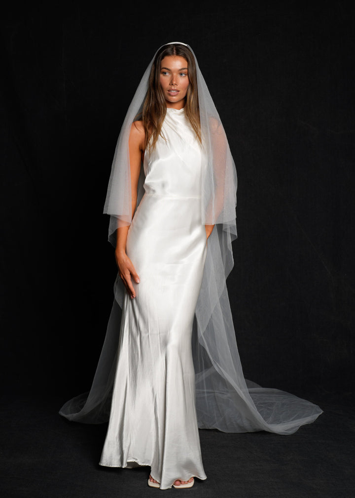 Simple Plain Classic Veil, Cathedral Length, Two Tier