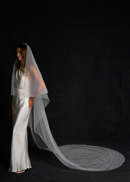 For Nakia- Simple Plain Classic Veil, Cathedral Length, Two Tier