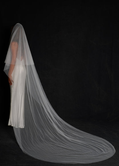 For Nakia- Simple Plain Classic Veil, Cathedral Length, Two Tier