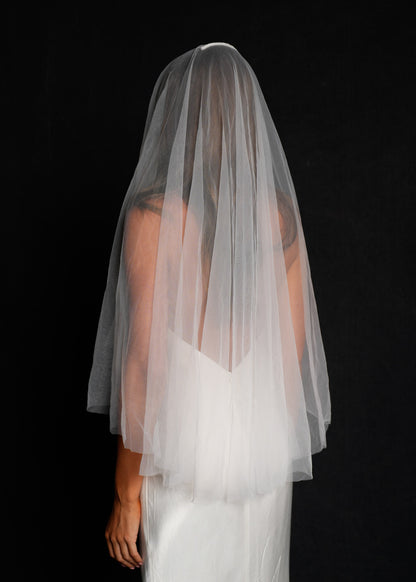 For Sarah- Short Simple Plain Classic Veil, Fingertip Length, Two Tier