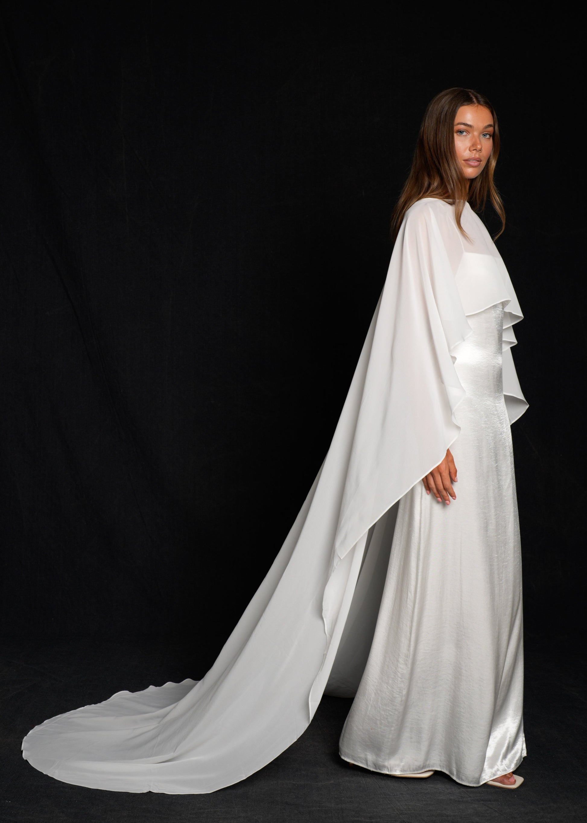 Bridal Chiffon Cape – Calily Bridal Bridal Chiffon Cape – Calily Bridal