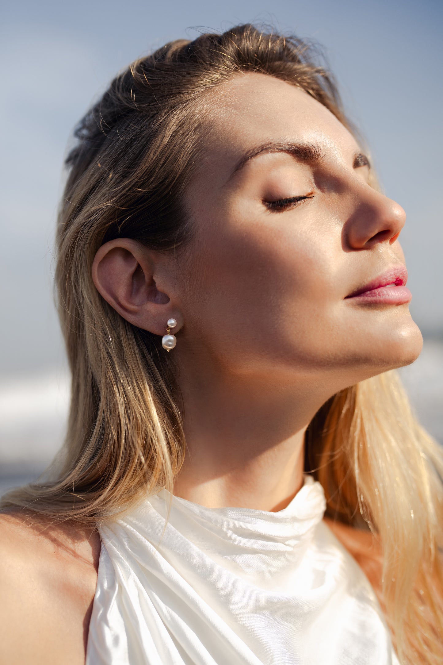 CLASSIC PEARL DROP BRIDAL EARRINGS, 18K GOLD, FRESHWATER PEARL
