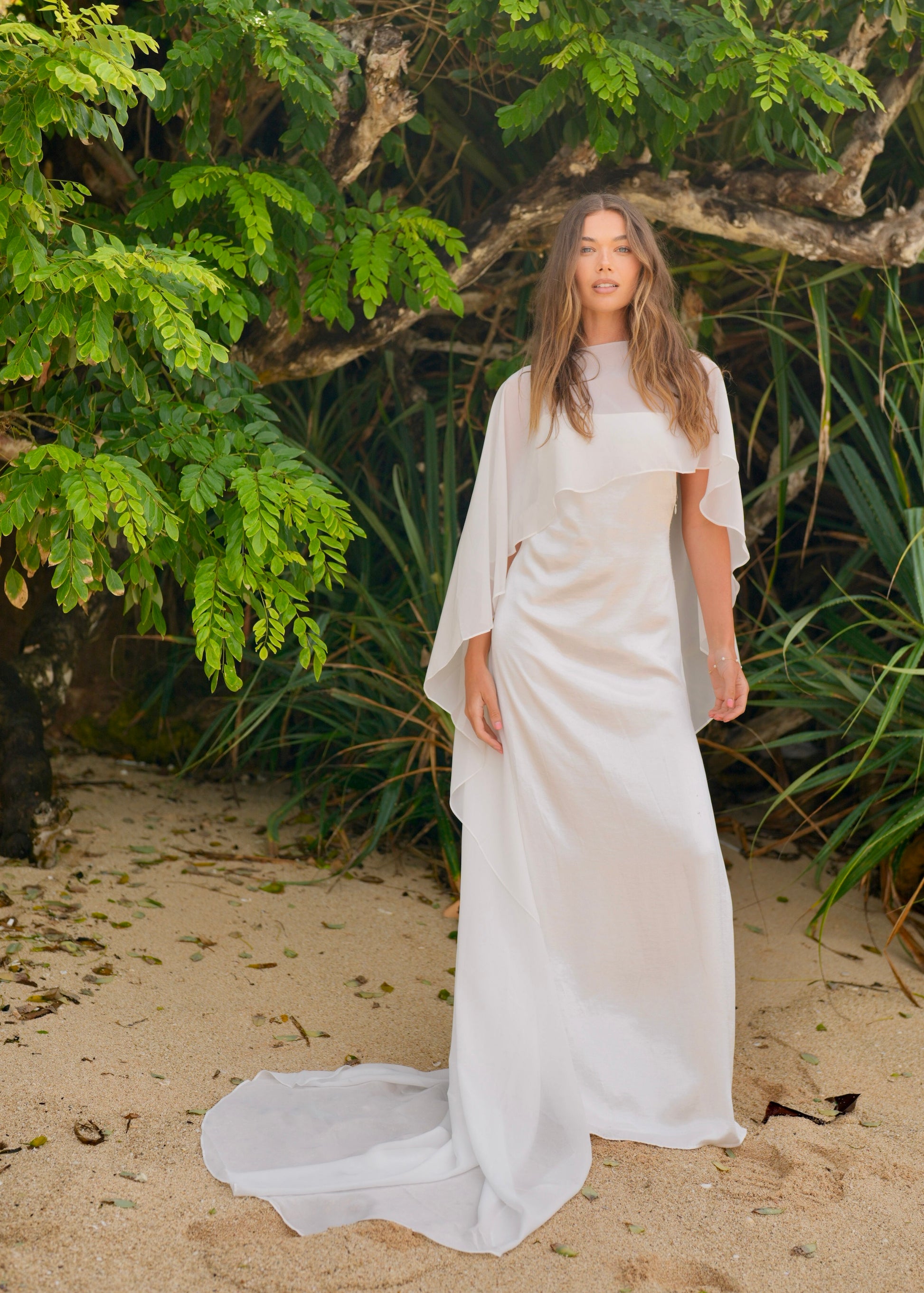 chiffon cape wedding dress Bridal Chiffon Cape Calily Bridal