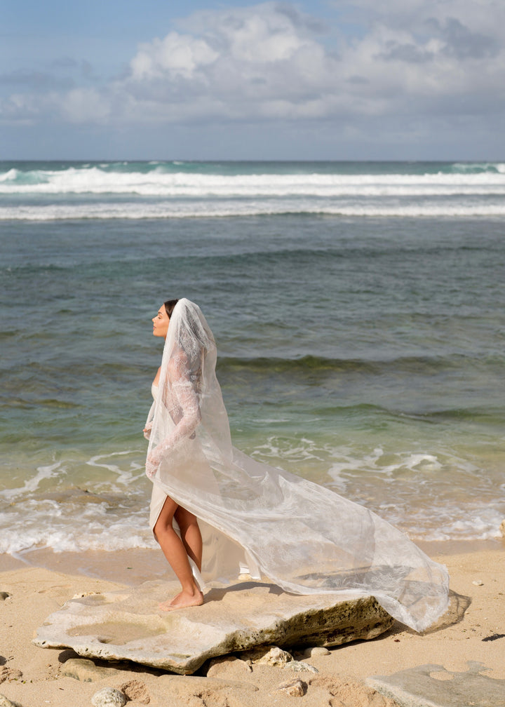 Chantilly All Over Lace Veil, Single Tier, Cathedral Length