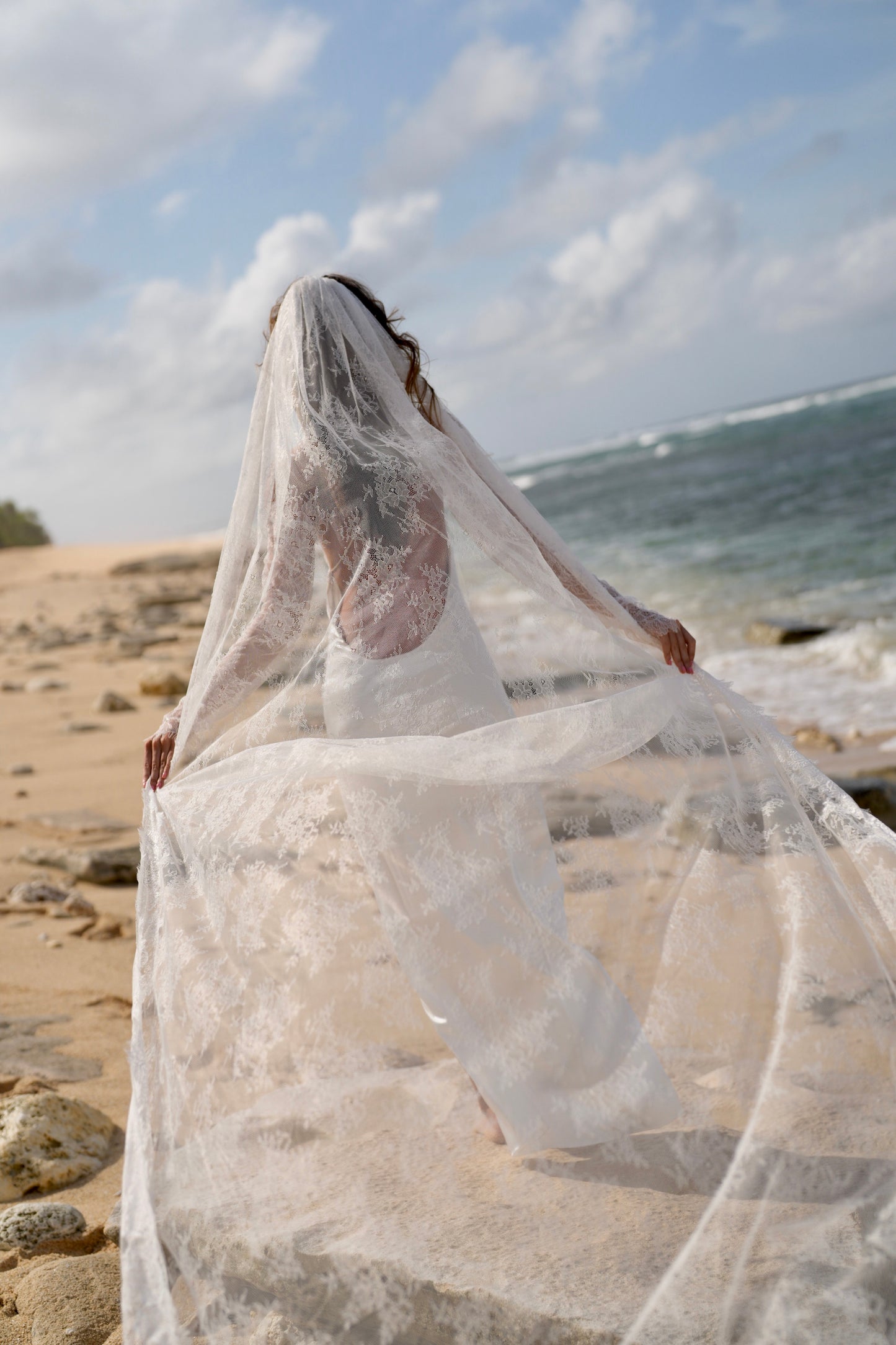 CHANTILLY ALL OVER LACE VEIL, SINGLE TIER, CATHEDRAL LENGTH